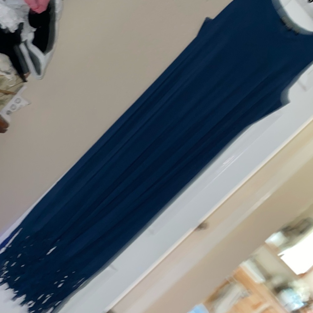 Long dress sleeveless with 8” fringed hem - size Large 16-18 women’s